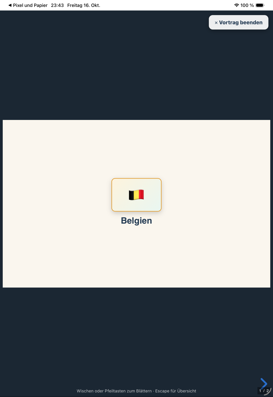 Die Titelfolie des Vortrags am iPad